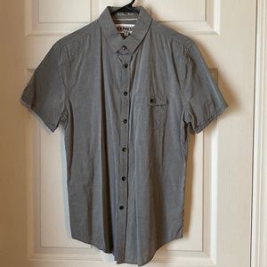 Express Men’s Fitted Short Sleeve Button Down Gray Size M Neck 15- 15 1/2